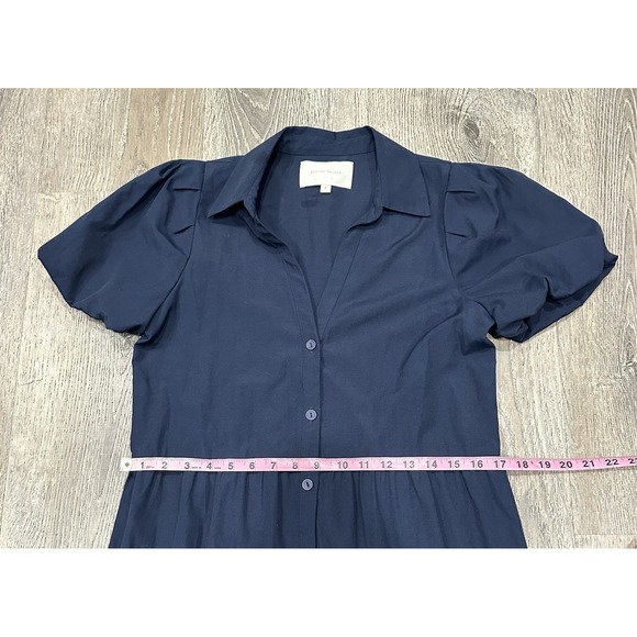 Brochu Walker Women's Dress XS Blue Collared Puff Sleeve Tiered Shirt Midi - Picture 5 of 14